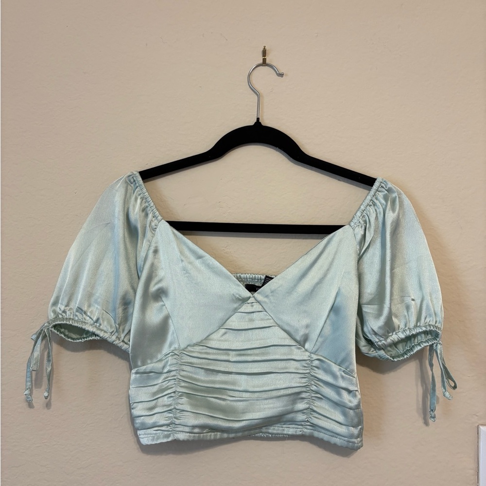 Forever 21 Light Green Ruched Blouse
